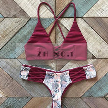 womens style bikini sets red wine retro bikini suit sexy weave bohemian beach swimming wear n04zn1 J4U66