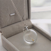 Women's Novetly Plants Wish Necklaces Jewelry 3 Shape Wish Glass Necklace Natural Dandelion Seed In Glass Long Necklace J4U66