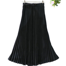 Women's Pleated Retro Maxi Long Skirt Elastic WaistBand Belt Chiffon Dance Skirt P16 J4U66