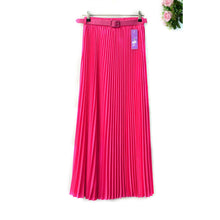 Women's Pleated Retro Maxi Long Skirt Elastic WaistBand Belt Chiffon Dance Skirt P16 J4U66