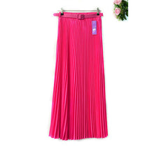 Women's Pleated Retro Maxi Long Skirt Elastic WaistBand Belt Chiffon Dance Skirt P16 J4U66