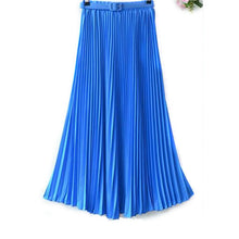 Women's Pleated Retro Maxi Long Skirt Elastic WaistBand Belt Chiffon Dance Skirt P16 J4U66