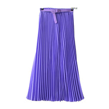 Women's Pleated Retro Maxi Long Skirt Elastic WaistBand Belt Chiffon Dance Skirt P16 J4U66