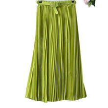 Women's Pleated Retro Maxi Long Skirt Elastic WaistBand Belt Chiffon Dance Skirt P16 J4U66