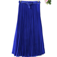Women's Pleated Retro Maxi Long Skirt Elastic WaistBand Belt Chiffon Dance Skirt P16 J4U66