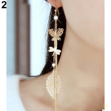 Women's Rhinestone Butterfly Dragonfly Leaf Drop Long Tassels Chain Linear Earrings Drop Earrings J4U66