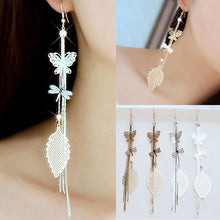Women's Rhinestone Butterfly Dragonfly Leaf Drop Long Tassels Chain Linear Earrings Drop Earrings J4U66