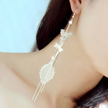Women's Rhinestone Butterfly Dragonfly Leaf Drop Long Tassels Chain Linear Earrings Drop Earrings J4U66