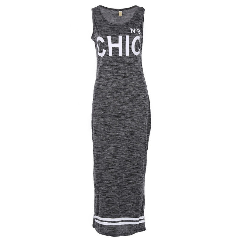 womens sexy slim fit casual bodycon dress letter print beach maxi dress vestidos de festa J4U66