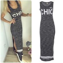Women's S Sexy Slim Fit Casual Bodycon Dress Letter Print Beach Maxi Dress Vestidos De Festa J4U66