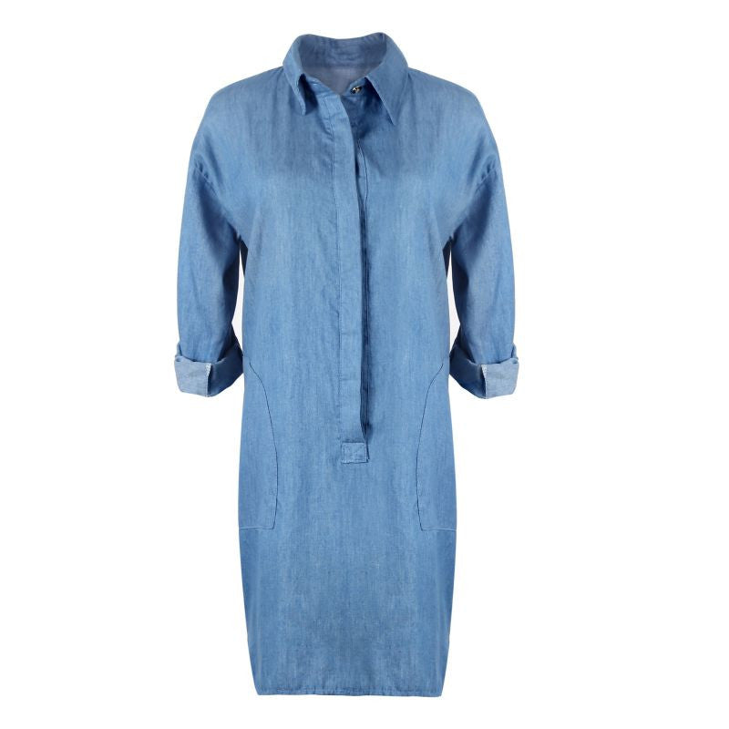 Women's Sexy Casual Blue Denim Shirt Blouse Top Type Party Club Mini Jeans Dress J4U66