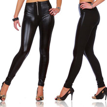 womens sexy shiny wet look full length leggings with zipper m l xxl xxxl J4U66