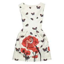 Women's Sleeveless Casual Sundress Flower Cotton Pleated Short Floral Mini Dress  J4U66