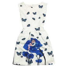 Women's Sleeveless Casual Sundress Flower Cotton Pleated Short Floral Mini Dress  J4U66