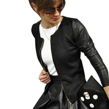 Women's Solid PU Leather Casual Slim Jacket Zipper Short Outerwear Tops J4U66