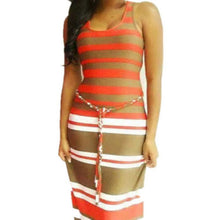 Women's Boho Long Maxi Dress Sleeveless O Neck Evening Party Beach Striped Dresses Sundress PY3 J4U66