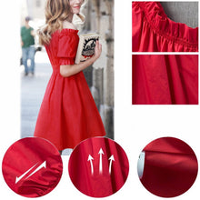 Women's Dress Pleated Off The Shoulder Sexy Party Kawaii Puff Sleeve Dress J4U66