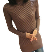 womens turtleneck long knit casual long sleeve pullover outwear tops sweater J4U66