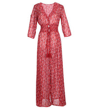 Women's V-Neck 3/4 Sleeve Long Maxi Dress Floral Party Boho Beach DressesJFY66