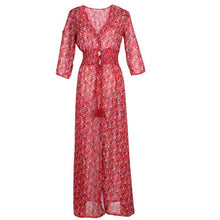 womens v neck 3/4 sleeve long maxi dress floral party boho beach dresses J4U66