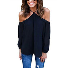 Women sexy chiffon tops off shoulder long shirts Blouse Casual Long Sleeve Club Party Blusas Tops Shirt J4U66