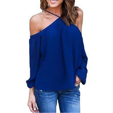 Women sexy chiffon tops off shoulder long shirts Blouse Casual Long Sleeve Club Party Blusas Tops Shirt J4U66