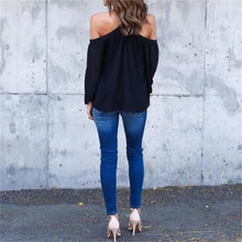 Women sexy chiffon tops off shoulder long shirts Blouse Casual Long Sleeve Club Party Blusas Tops Shirt J4U66