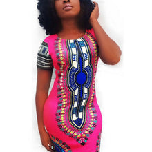 Womens African Printed Cocktail Party Shift Dresses Fashion Bodycon Dress S-XL J4U66