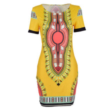 Womens African Printed Cocktail Party Shift Dresses Fashion Bodycon Dress S-XL J4U66