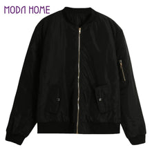 womens bomber jacket women parka padded zipper pockets warm casual jacket outerwearcoat black abrigos mujer J4U66