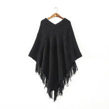 Womens Fringed Tassels Bat Sleeve Pullover Jumper Knit Sweaters Top Poncho Shawl  J4U66