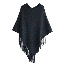 Womens Ladies Cape Coat Fringe Poncho Oblique Stripe Coat Bohemian Shawl Scarf P16 J4U66