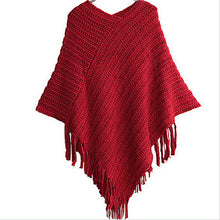 Womens Ladies Cape Coat Fringe Poncho Oblique Stripe Coat Bohemian Shawl Scarf P16 J4U66