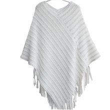 womens ladies cape coat fringe poncho oblique stripe coat bohemian shawl scarf J4U66
