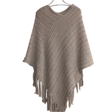womens ladies cape coat fringe poncho oblique stripe coat bohemian shawl scarf J4U66
