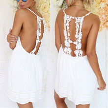 Womens Ladies Sexy Backless Sleeveless Party White Short Mini DressesJFY66