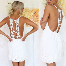 Womens Ladies Sexy Backless Sleeveless Party White Short Mini DressesJFY66