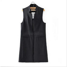 Womens Long Vest Jacket Casual Office Wear Open Waistcoat Outwear Coat SMLXL Y4 J4U66