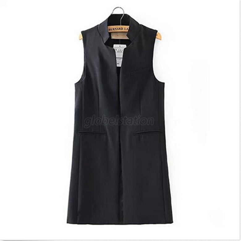 Womens Long Vest Jacket Casual Office Wear Open Waistcoat Outwear Coat SMLXL Y4 J4U66