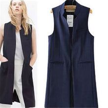 Womens Long Vest Jacket Casual Office Wear Open Waistcoat Outwear Coat SMLXL Y4 J4U66