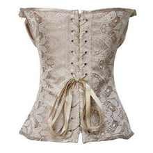 Womens Satin Lace Up Boned Floral Waist Body Shaper Corset Lingerie Bustier Slimming Underwear Shapewear Tops  J4U66