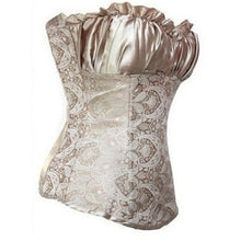 Womens Satin Lace Up Boned Floral Waist Body Shaper Corset Lingerie Bustier Slimming Underwear Shapewear Tops  J4U66