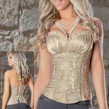 Womens Satin Lace Up Boned Floral Waist Body Shaper Corset Lingerie Bustier Slimming Underwear Shapewear Tops  J4U66