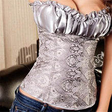 Womens Satin Lace Up Boned Floral Waist Body Shaper Corset Lingerie Bustier Slimming Underwear Shapewear Tops  J4U66