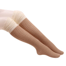 Womens Thigh High Socks Hollow Out Mesh Over Knee Socks Wood ear stockings Boots cute Calcetines sale J4U66