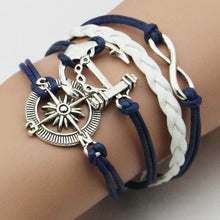Wrap Leather Bracelet Charm Bracelets pulseira couro Bracelets for Women Vintage Anchors Bracelet J4U66