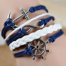 Wrap Leather Bracelet Charm Bracelets pulseira couro Bracelets for Women Vintage Anchors Bracelet J4U66
