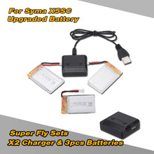 x2 charger with 3pcs upgraded 3 7v 1100mah lipo battery and usb cable for syma x5sc x5sw rc quadcopter hexacopter parts J4U66