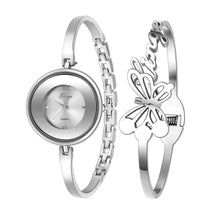 Bracelet Watch Women Fashion brand Butterfly Silver Rhinestone Bangle Watch Bracelet Wristwatches Set 587S  J4U66