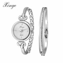 Rhinestone Diamond Woman Girl Ladies Bracelet Bangle Dress Wristwatch Silver Rhinestone Bangle Watch & Bracelet Set 590S J4U66